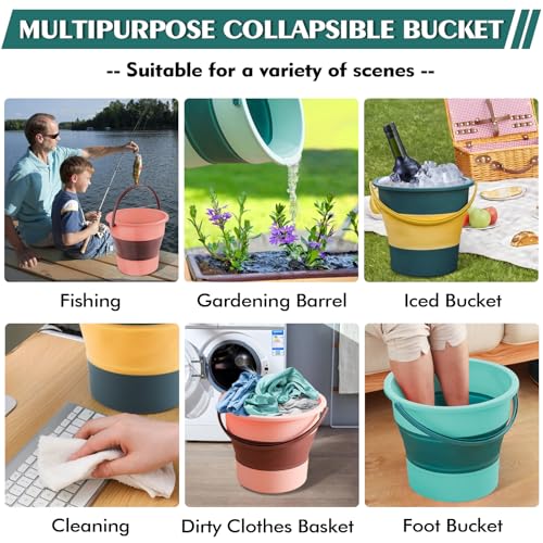 Collapsible Bucket 3PCS 4.5 Gallon/17L Small Plastic Household Cleaning Mop Buckets Foldable Water Bucket for Car Wash Fishing Camping Beach (Large 3 PCS) - color: Large 3 Pcs