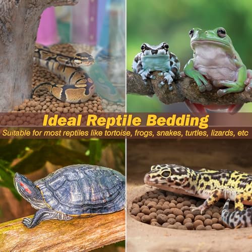 Reptile Substrate Clay Balls for Terrarium, 4 LBS | Organic Expanded Clay Pebbles, Moisturizing & Drainage False Bottom Substrate for Reptiles & Amphibians, Bioactive Substrate - color: 4LBS