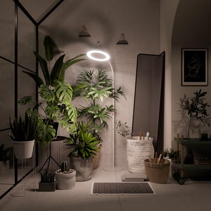 Plant Grow Light for Indoor Plants, Full Spectrum Grow Lamp with Pedestal Stand, Automatic Timer for 3H/9H/12H, Height Adjustable 51-67in White - color: White High