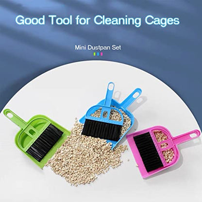SEIS 3 Pack Hamster Mini Dustpan and Broom Set Guinea Pig Classical Besom Chinchillas Sweeper Cavy Cage Clean Hedgehogs Scooper for Small Animal (Pink) - color: Pink