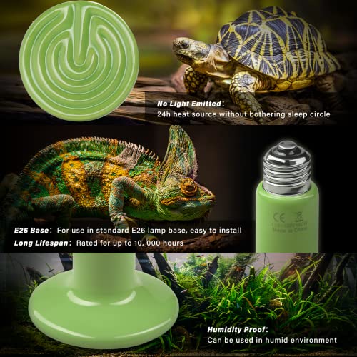 Simple Deluxe 150W 2-Pack Ceramic Heat Emitter Reptile Heat Bulb No Light, LCD Digital Aquarium Thermometer, for Reptile Amphibian, 2 Pack, Green - color: Green, size: 2 Pack