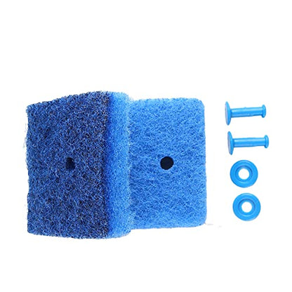 Aquarium Cleaning Brush, Double Sided Sponge Brush with Long Handle Seaweed Scraper for Aquarium with Hanging Holes for Aquarium Acrylic Glass(Blue)