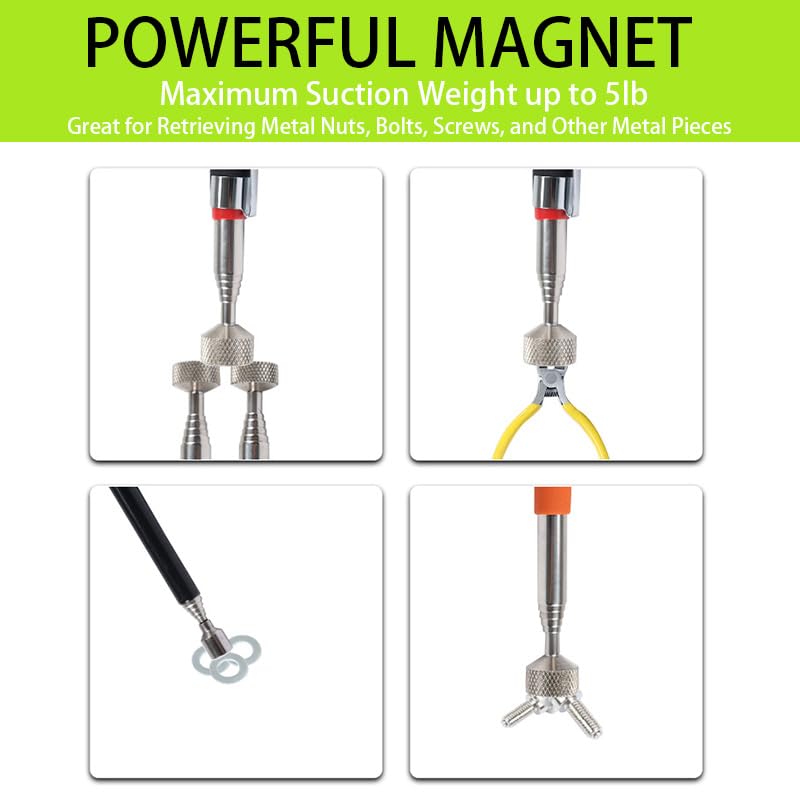 Magnetic Pick Up Tool 10 Pack, Telescopic Magnet Sticks | Extendable Length up to 30 inches, Best Gadgets Gifts for Boyfriend Husband Dad - size: 10 Pack