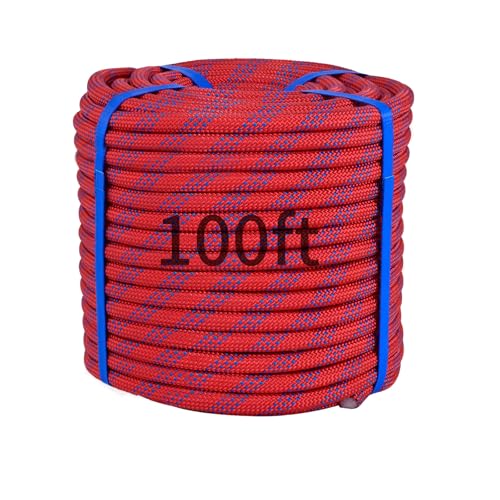 100Ft 1/2 Inch Heavy Duty Climbing Rope,Arborist Rope for Tree Pulling (Red) - size: 100ft-Red