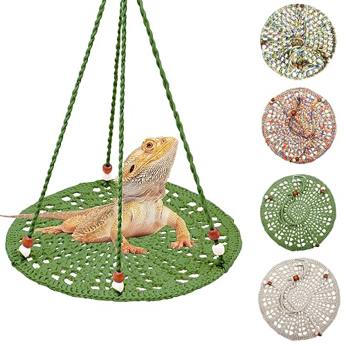 Reptile Hammock Swing Bearded Dragon Guinea Pig Rest Bed Habitats Supplies Climbing Terrarium for Lizard Leopard Gecko Parrots Parakeet Cockatiel Rats Snake Hamster Squirrel Chameleon Small Birds - color: Green