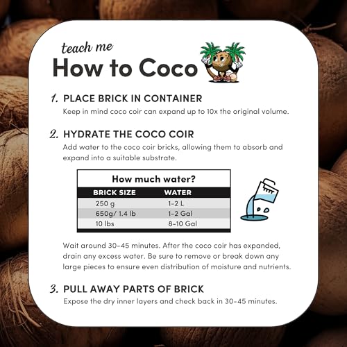 Mycelium Coco Coir Brick I Expandable Organic Coconut Fiber Substrate I Plants Potting Soil Mix for Indoor & Outdoor Gardening, Succulents & Cactus I OMRI Certified & Non-GMO Soil Alternative, 10lbs - style: Indoor Plants