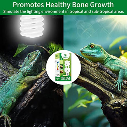 UVB Reptile Light 5.0, 13W Tropical and Sub-Tropical UVA UVB Bulb for Reptiles, Tropical Terrarium Compact Fluorescent Lamp, Reptile UVB Light Bulb for Chameleons, Iguanas and Turtles - size: 5.0-13