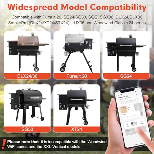 Gen 2 Retro Fit WiFi PID Pellet Grill Controller,Replacement for Camp Chef Pellet Grill & Smoker PG24-82 Models, PG24-82 Compatible with Pursuit 20, SG24, XT24, SGG/SG 30, SGX36, DLX24/36