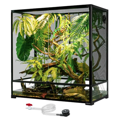 REPTI ZOO 100 Gallon Extra Tall Large Reptile Tank, 36x18x36 Vertical Reptile Terrarium, Chameleon Cage with Screen Ventilation, Water-Land Turtle Tortoise Aqua Terrarium with Drainage Pipe