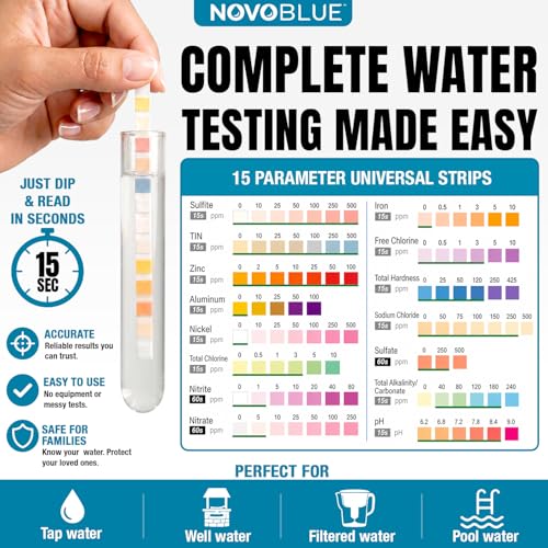 18-in-1 Drinking Water Test Kit with Sensitive Lead & Copper Tests | for Well, Tap, Home & City Water, Chlorine, Hardness, Iron & Metal Testing