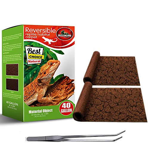 Reptile Carpet 40 Gallon 2 Pack for Bearded Dragon Tank Accessories,Enclosure Terrarium Liner Bedding Mat for Lizard,Gecko,Snake,Chameleons,Tortoise with Tweezers Feeding Tong(36 * 18in) - size: new（36inx18in）