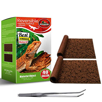 Reptile Carpet 40 Gallon 2 Pack for Bearded Dragon Tank Accessories,Enclosure Terrarium Liner Bedding Mat for Lizard,Gecko,Snake,Chameleons,Tortoise with Tweezers Feeding Tong(36 * 18in) - size: new（36inx18in）