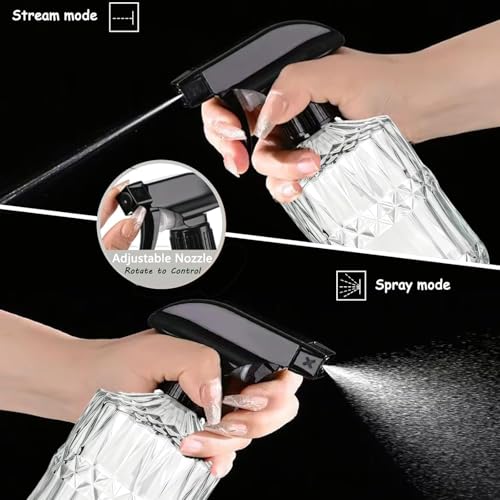 Clear Glass Handheld Spray Bottle, 2pack | 15oz Refillable Adjustable Nozzle Spray Bottle, Multi-Use Mist Sprayer for Plants, Hair, Cleaning, Gardening and Pet Care - color: Clear
