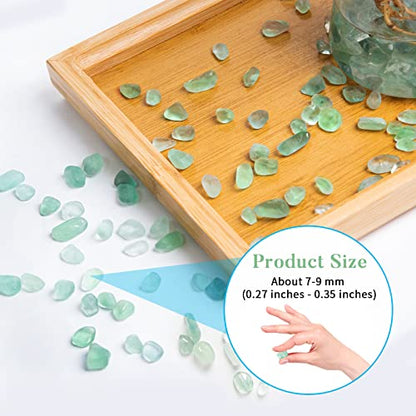 QICQDRAM Green Flourite Crystals Bulk Tumbled Chips Stone Natural 1LB | Small Tumbled Stones Crystal Chips Bulk for Healing Crystals Fish Tank Gravel Vase Filler (405g/14.28oz) - color: Green Flourite