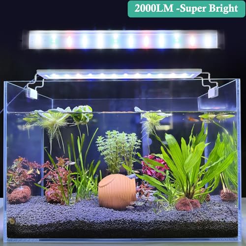 HITOP Full Spectrum LED Aquarium Light – 16-24” Classic Fish Tank Light with Timer, Aquarium Plant Light with Stable Extendable Brackets (16-24in) - size: 16-24in