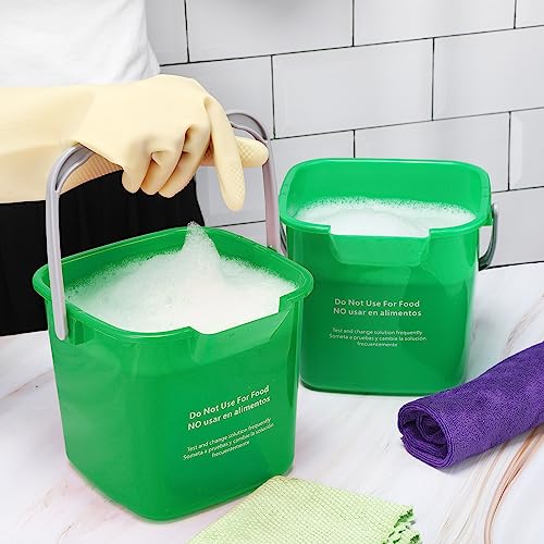 Roshtia 6 Pcs 6 Quart Cleaning Bucket Small Sanitizing Square Bucket Detergent Pail for Home Commercial Restaurant Kitchen Office School(Green) - color: Green