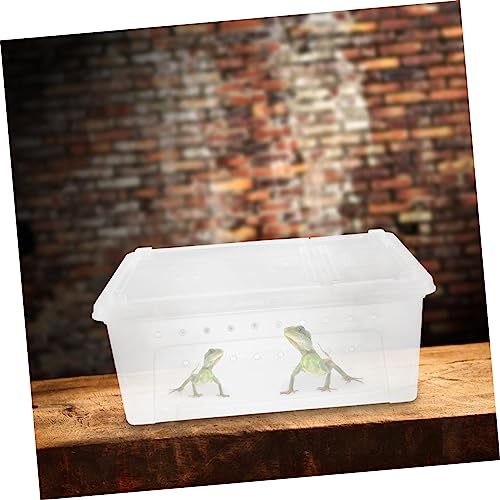 1Pc Plastic Transparent Reptile Feeding Box with Special Door for Gecko Snake Tortoise Spider Durable Material Escape Design for Reptile Care and Pets