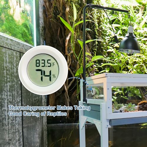 Tortoise Enclosure Indoor Wooden Tortoise Habitat, Adjustable Lamp Stand | Reptile Cage with Hygrometer Thermometer, Easy Clean Open Top