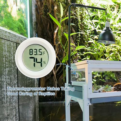 Tortoise Enclosure Indoor Wooden Tortoise Habitat, Adjustable Lamp Stand | Reptile Cage with Hygrometer Thermometer, Easy Clean Open Top