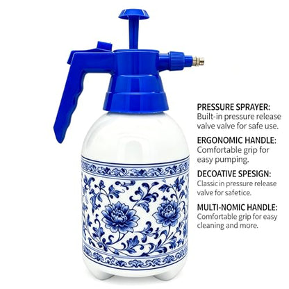 2L Handheld Garden Pump Sprayer 0.5 Gallon Water Mist Spray Bottle for Plants with Adjustable Brass Nozzle Orange (2L Blue) - color: 2L Blue