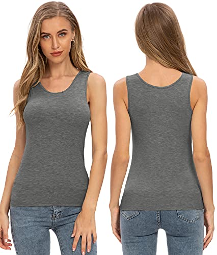 Air Curvey 4 Pack Tank Top for Women Basic Undershirt Tanks Sleeveless Casual Shirts Soft Seamless Layering Tops - color: 2-black Darkgray Black Darkgray, size: Large