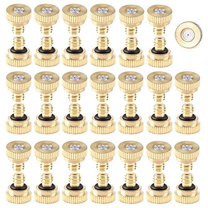 40Pcs CozyCabin Brass Misting Nozzles Misting Water Mister Nozzle for Garden, Patio, Greenhouse, Outdoor Cooling Mister System 0.016" Orifice (0.4mm) Thread UNC 10/24 - size: 40PCS