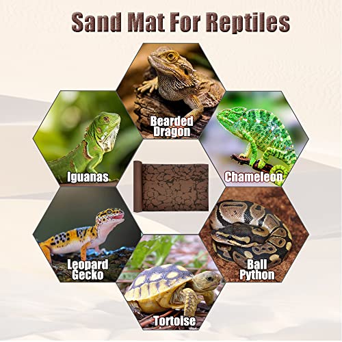 Tfwadmx Reptile Carpet Sand Mat for Bearded Dragon Terrarium Substrate Liner Brown Reversible Lizard Bedding Mats for Cage Leopard Gecko Tortoise Turtle Snake Chameleon with Tweezer 20"x 39"(1 Pcs) - size: L:19.7"x39.3"(1Pcs)