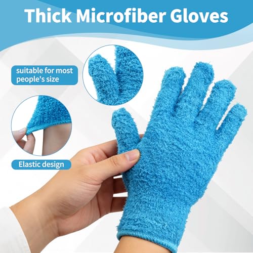 Microfiber Gloves for Plants,4Pairs Reusable Plant Gloves Dusting Washable Mittens Cleaning Glove Microfiber Dusters for House Furniture Blinds Kitchen Plants