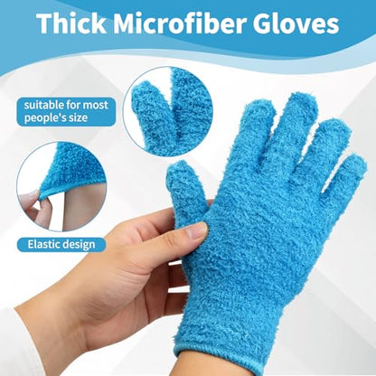Microfiber Gloves for Plants,4Pairs Reusable Plant Gloves Dusting Washable Mittens Cleaning Glove Microfiber Dusters for House Furniture Blinds Kitchen Plants