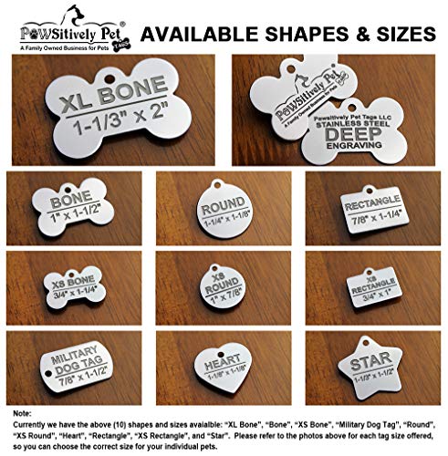 DEEP Engraved Premium Dog & Cat ID Tag – Personalized, Stainless Steel, Long-Lasting Durability - Bone 1" x1-1/2 (2-Side Engraving) - style: BONE 1"x1-1/2" (2-Side Engraving)
