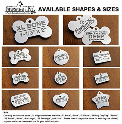 DEEP Engraved Premium Dog & Cat ID Tag – Personalized, Stainless Steel, Long-Lasting Durability - Bone 1" x1-1/2 (2-Side Engraving) - style: BONE 1"x1-1/2" (2-Side Engraving)