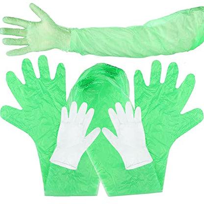 100 Pcs Field Dressing Gloves - Extra Long Disposable Deer Hunting Kit for Gutting and Field Dressing - color: Green