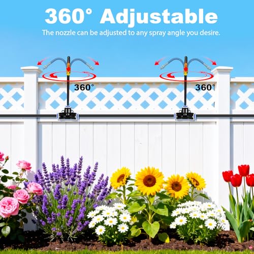 Thiswing 200FT 360° Adjustable Irrigation System for Garden | 1/4" Tubing, Automatic Watering Misting System with 36 Nozzles, Sprinkler for Garden, Yard, Lawn and Outdoor Plants - size: 200 FT