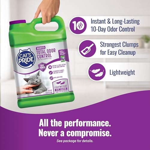 Cat's Pride Total Odor Control, Max Power, Clumping Litter Scented 15lb - size: 15 Pound, style: Total Odor Control Scented