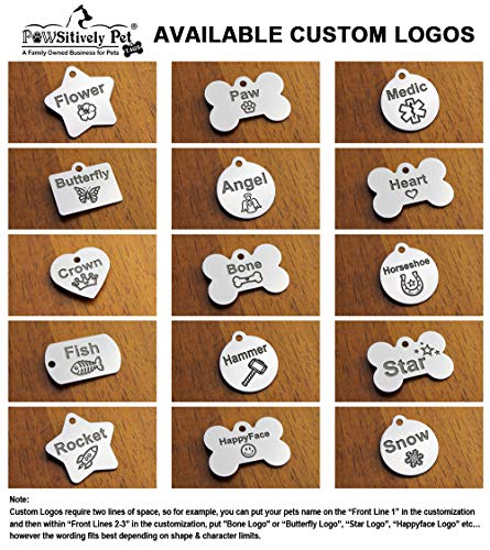 DEEP Engraved Premium Dog & Cat ID Tag – Personalized, Stainless Steel, Long-Lasting Durability - Bone 1" x1-1/2 (2-Side Engraving) - style: BONE 1"x1-1/2" (2-Side Engraving)