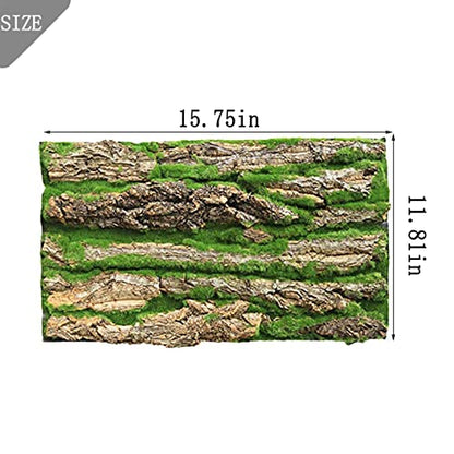PINVNBY Reptile Cork Terrarium Background,Bearded Dragon Tank Natural Bark Backdrop Wall Habitat Decor with Artificial Moss,15.75"×11.8" Reptile Carpet for Gecko Lizard Tortoise Frog Chameleon(1 Pack) - size: 【1 PCS】