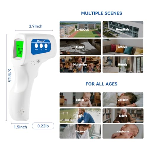 Berrcom Thermometer, 3 in 1 Contactless Infrared Fever Check Thermometer for Forehead, Ideal for Baby, Infant, Kids, and Adults, Batteries Not Included, JXB-178 (White) - color: White