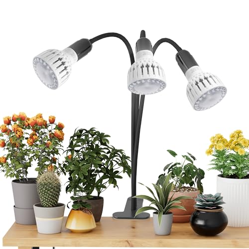 Grow Light,24W (160Watts Equiv) 5000K White Full Spectrum LED Growing Lamp Clip on Desk for Indoor Plants,Bulbs Replaceable & Non-dimmable (Black, 240W) - size: 240W