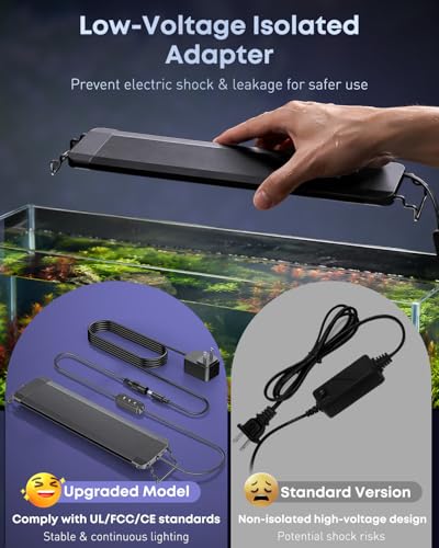 Pawfly 14W Aquarium LED Light for 18 to 24 Inch Fish Tanks Extendable Fish Tank Light with Full Spectrum Brilliant White Blue Red Lights with Daytime & Night Modes and Adjustable Brightness - color: Basic, size: 18"-24"