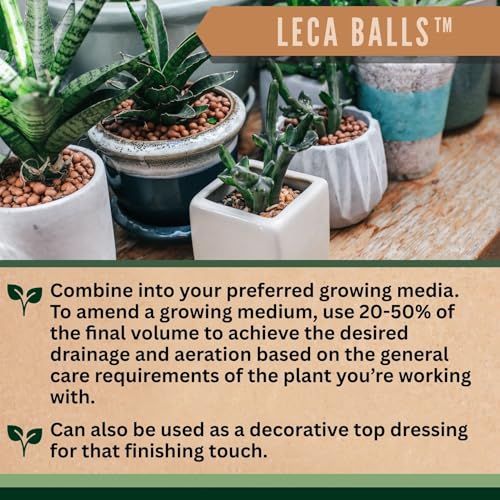 LECA Balls - Lightweight Natural Hydroponic Clay Pebbles for Plants, Improves Drainage, 10 Qt