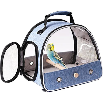 Small Bird Travel Carrier, Portable Bird Travel Carrier for Parakeet, Parrot, Budgie, Guinea Pig, Bearded Dragon Reptile Carrier for Hiking Vet Visit Bicycle Ride (Blue) - color: Blue