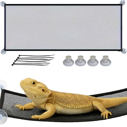 Bearded Dragon Hammock Large Tank Bed, Mesh Lounger with Suction Cups & Cable Ties, Reptile Basking Ramp/Bed, Fits Bearded Dragons & Leopard Geckos (Rectangle, 28" x 10") - color: Rectangle