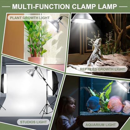 Macarrie 6 Pcs Adjustable Clamp Lamp Light with Aluminum Reflector Up to 150 Watt (No Bulb Included) E26 Socket SPT-2 18awg 6FT Cord (5.5 Inch) - size: 5.5 Inch