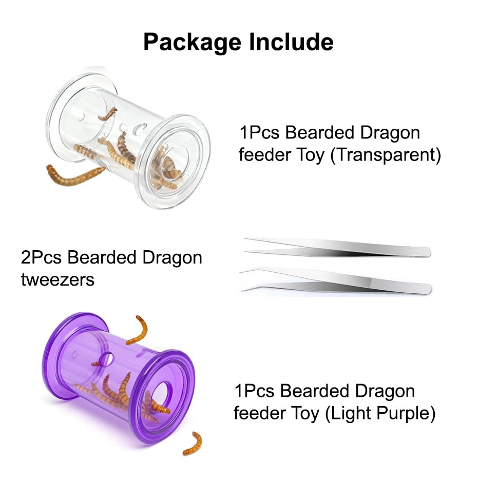 2Pcs Bearded Dragon Enrichment Toy - Foraging Toys & 2 Tweezers for Bearded Dragons to Play with – Bearded Dragon Toy for Reptiles - Reptile Terrarium Tank Accessories for Gecko, Lizard