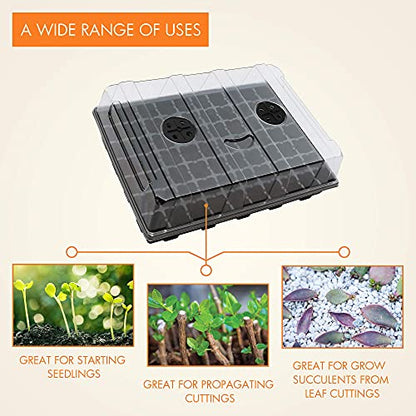 Gardzen 5 Pack Seed Starter Trays with Vented Domes 350 Cell | Smiling Face Plant Germination Kit with Humidity Domes and Bases, 18"x14" Tray for Starting Seeds - size: 70-Cell Black Eyes 5-Pack