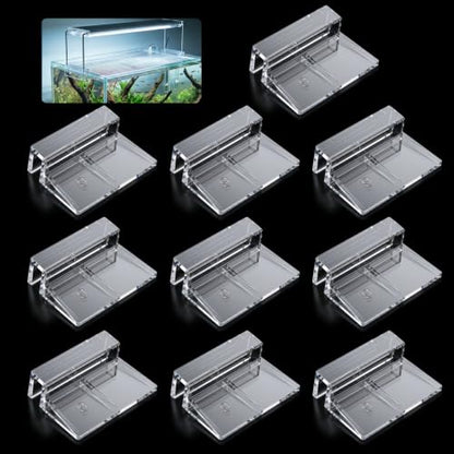 10PCS Transparent Aquarium Lid Clips, Rimless Fish Tank Lid Holder | Acrylic Aquarium Cover, Support Acrylic and Glass Aquarium, Fish Tank Cover Clips for 5-6mm Thickness Rimless Aquariums Frame