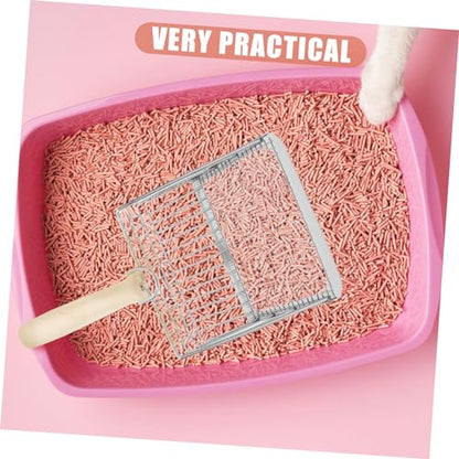 Yardwe Cat Litter Scoop Wooden Handle Deep Shovel and Sifter for Removal for Cleaning Cat Litter and Reptile Waste and Easy to Tool