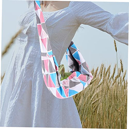 Reptile Pet Carrying Pouch Adjustable Shoulder Strap Polyester Small | Colorful Geometric Pattern, Breathable and Cozy Warmth, Crossbody Wear for Bearded Dragon Walking or Travelling