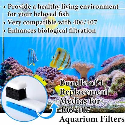 Threlaco 24 Pcs Compatible with Fluval 406/407 Aquarium Filters Sponge Set, Including Foam Pad, Water Polishing Pad, Foam Max, for Replacement Filter Media (Compatible with Fluval 406/407) - style: 406/407