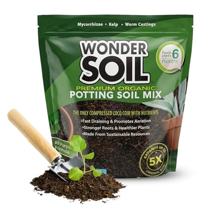 | Organic Potting Soil | 12 QUARTS of Ready to Plant Coco Coir Fully Loaded with Nutrients | 3 LBS Bag Expands to 12 Quarts of Indoor Outdoor Soil | Incl Worm Castings, Perlite